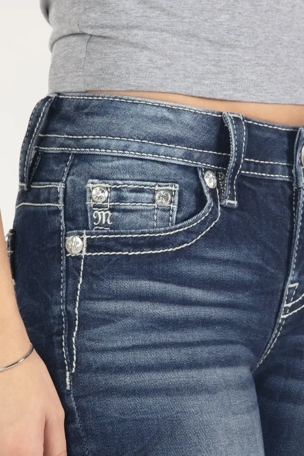 Sparkling Starry Night Patch Bootcut Jeans