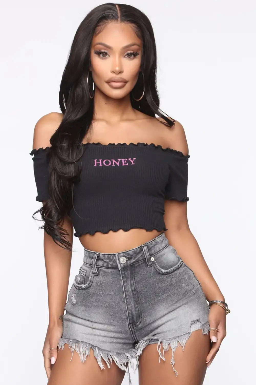 Drivin' Them Crazy Denim Shorts - Grey