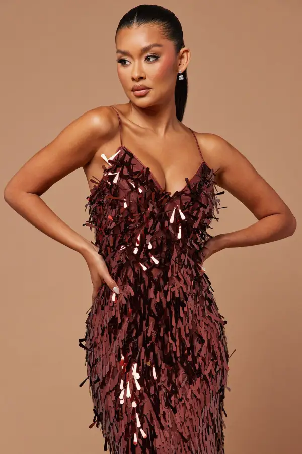 Emilia Paillette Maxi Dress - Bronze