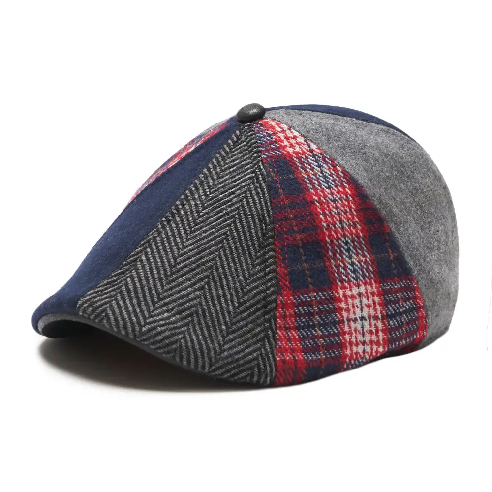 The King of Hearts Boston Scally Cap - Red & Blue Plaid