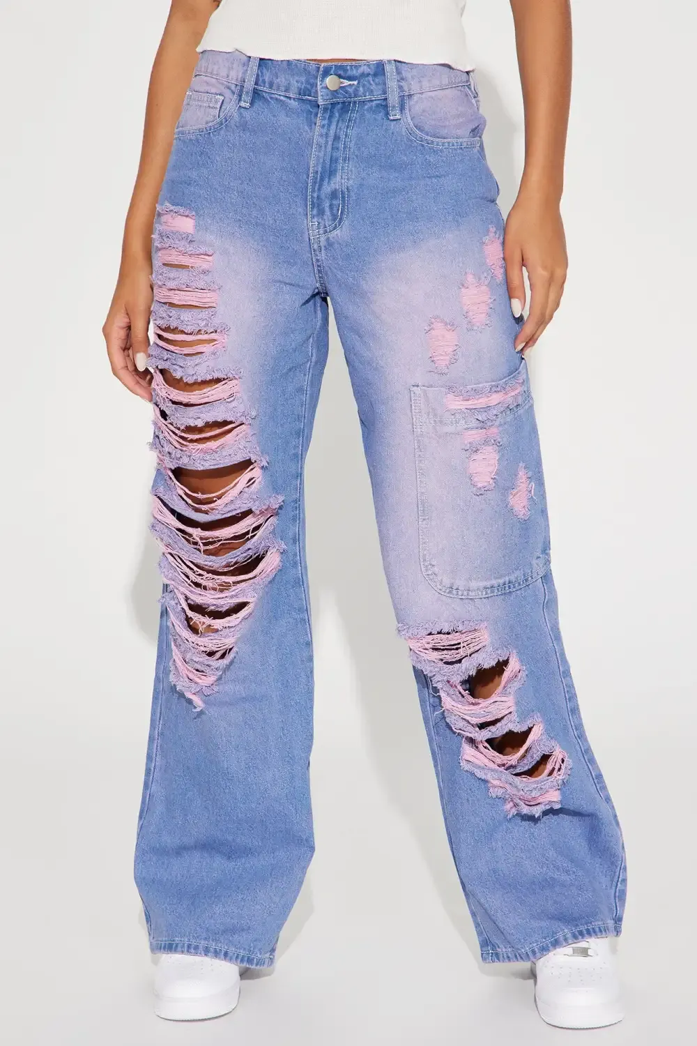 Off The Walls Tinted Straight Leg Jeans - Purple