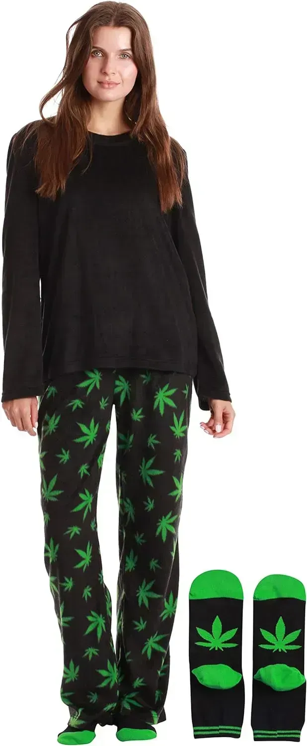 Women’s Pajama Pant Set - Nightgown with Matching Socks