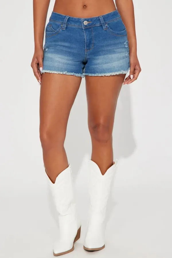 Booty Lifter Stretch Cut Off Denim Shorts - Light Wash