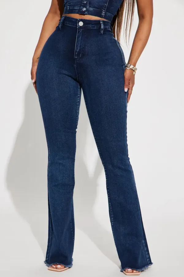 15 Minutes Of Fame High Waisted Flare Jeans - Acid Wash Denim