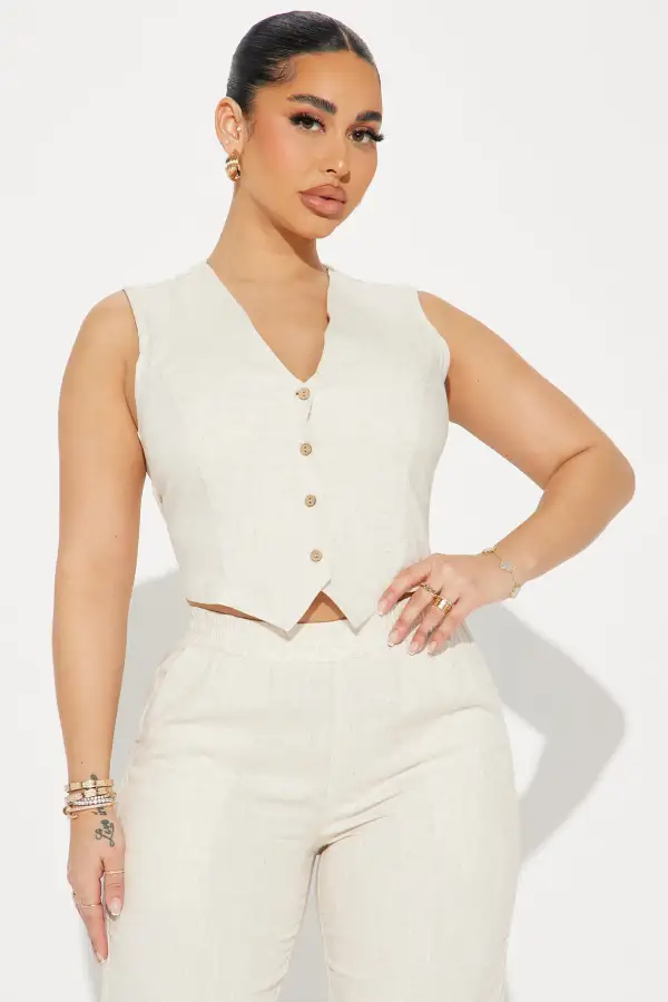 Perfect Vacay Linen Pant Set - Taupe