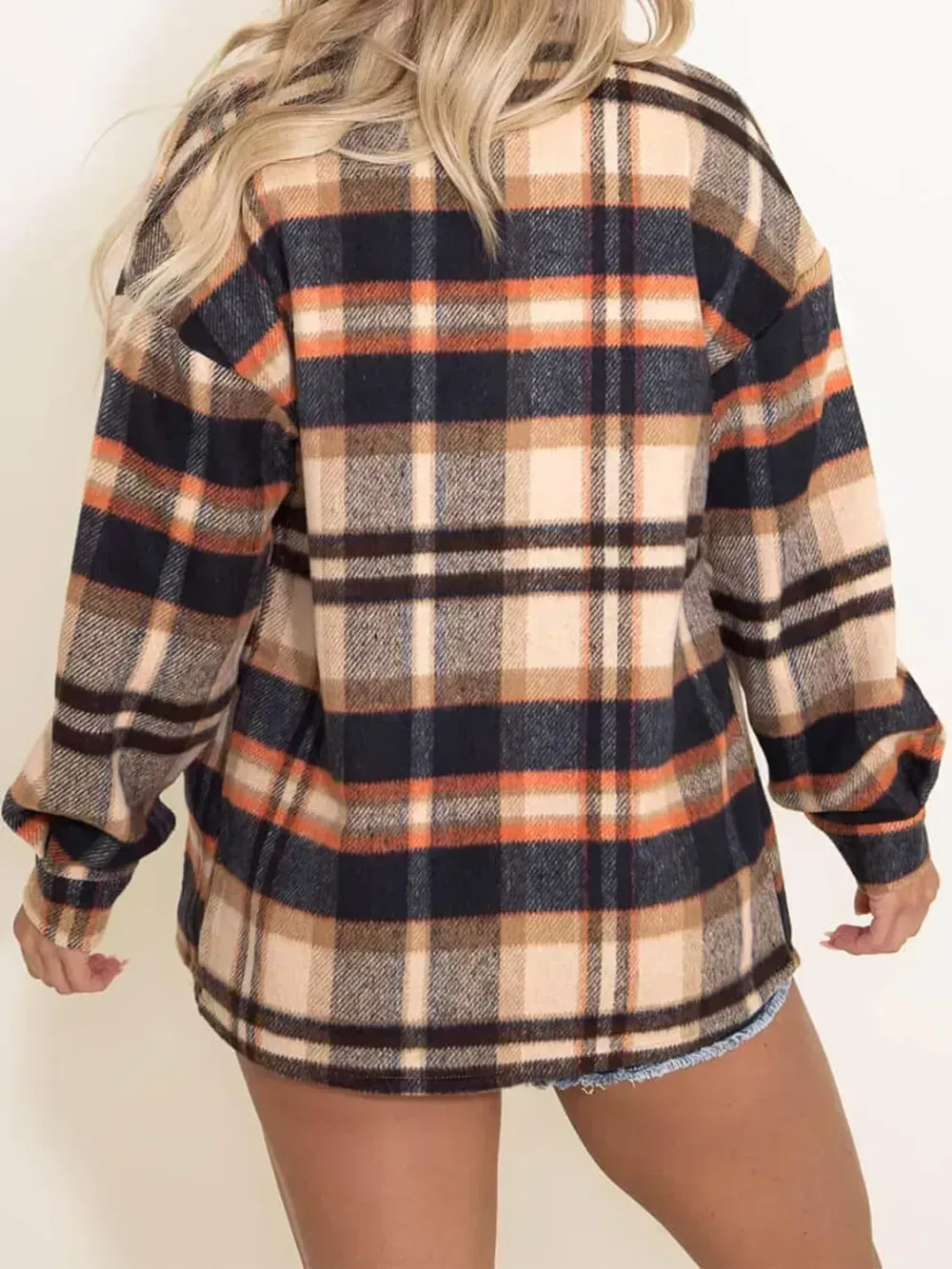 Womens Casual Plaid Shacket Button Down Long Sleeve Shirt