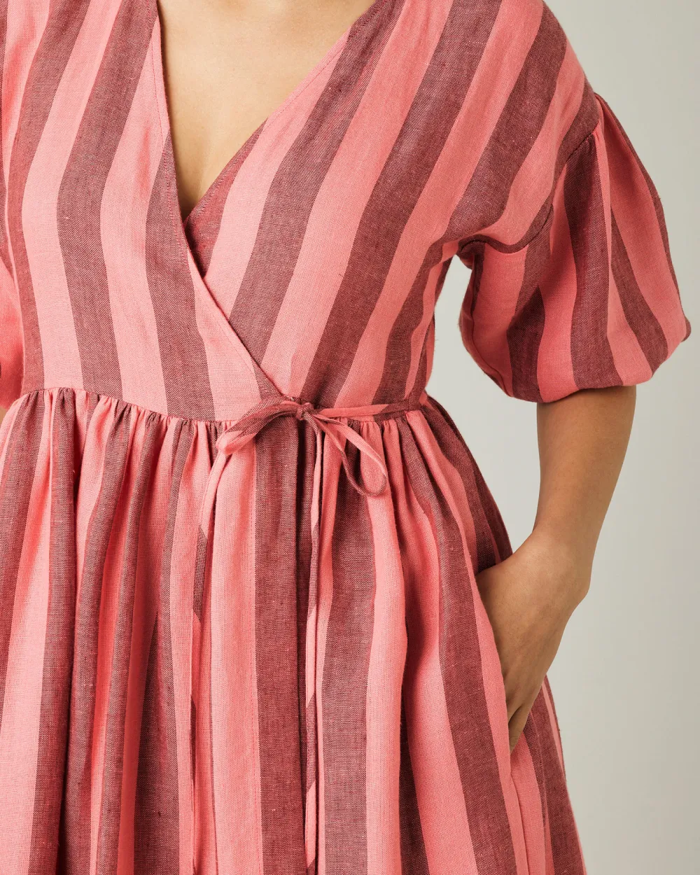 BLUSH STRIPE LINEN DRESS