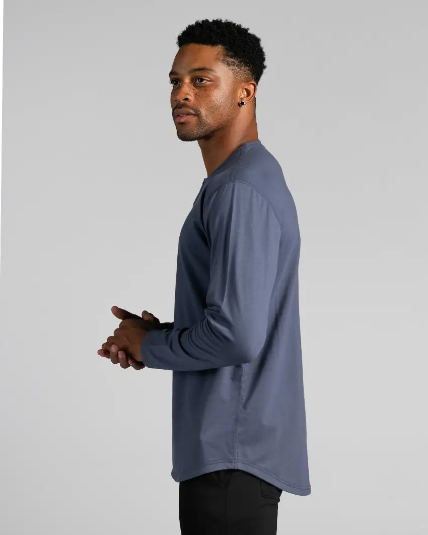 Henley Drop-Cut Long Sleeve: Lux