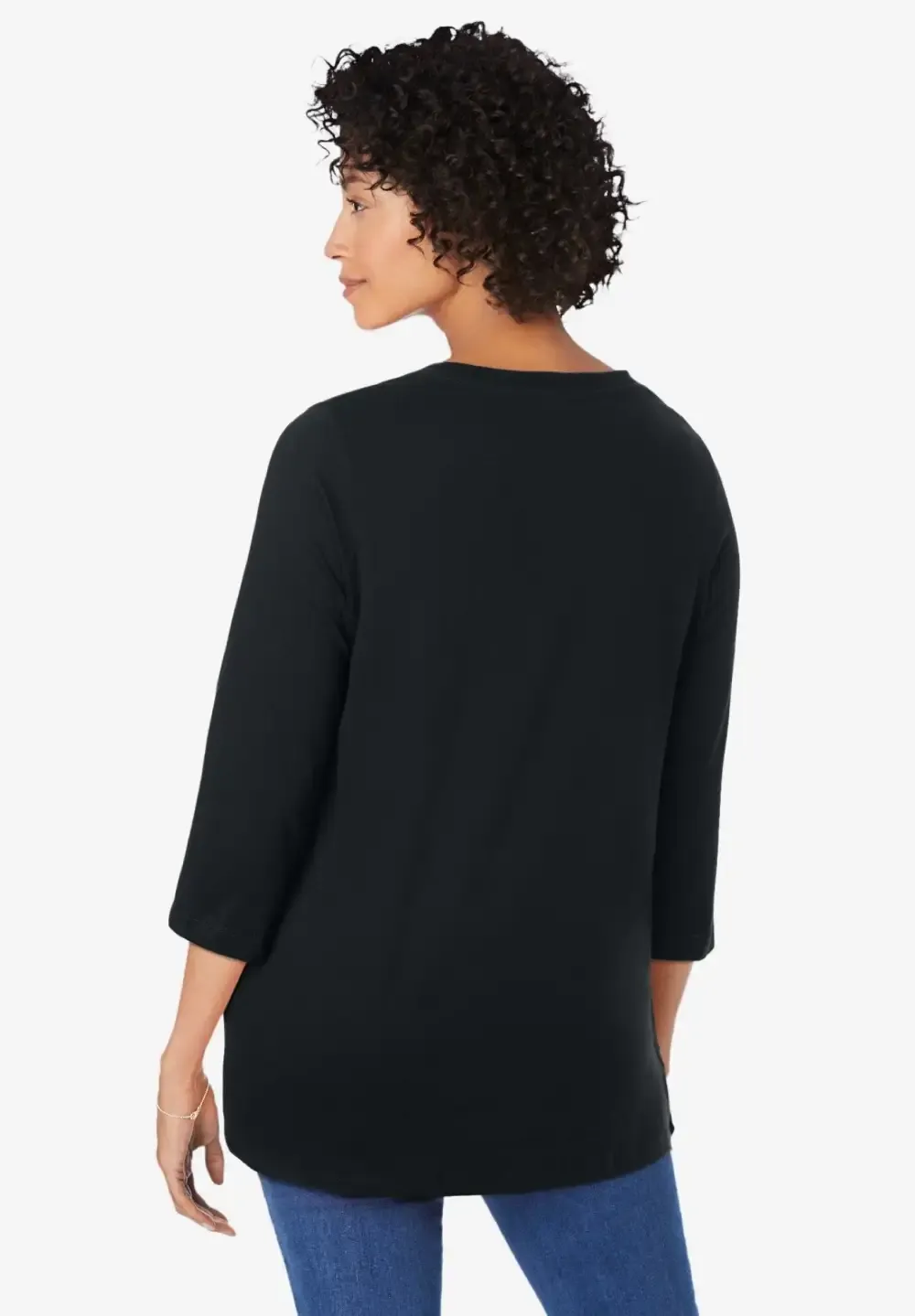 Perfect Three-Quarter Sleeve V-Neck Tunic