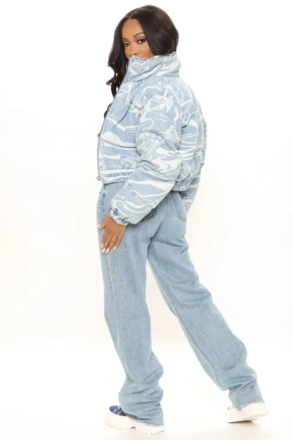 Psyched Out Puffer Jacket - Blue/combo