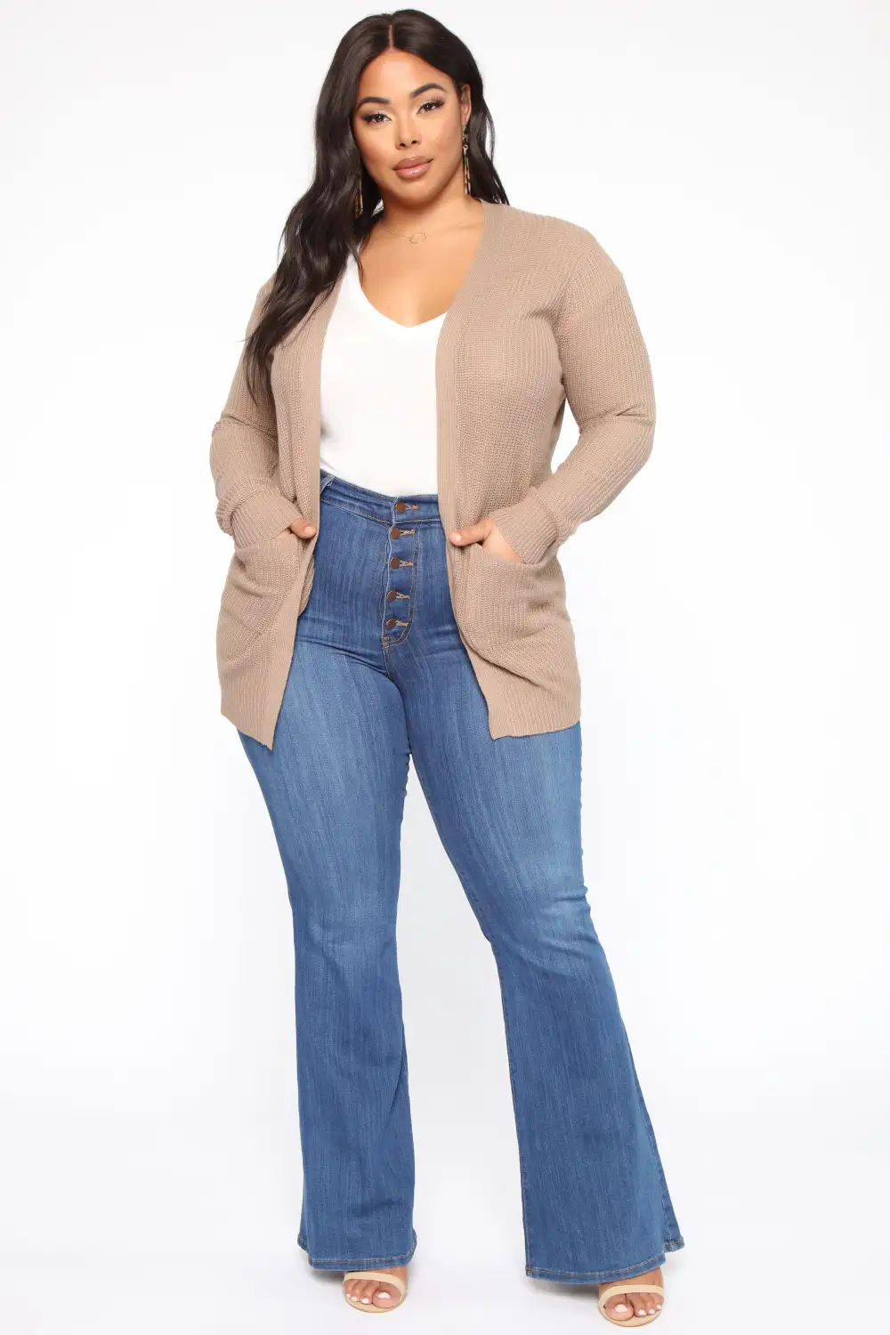 Zoe Two Pocket Cardigan - Khaki