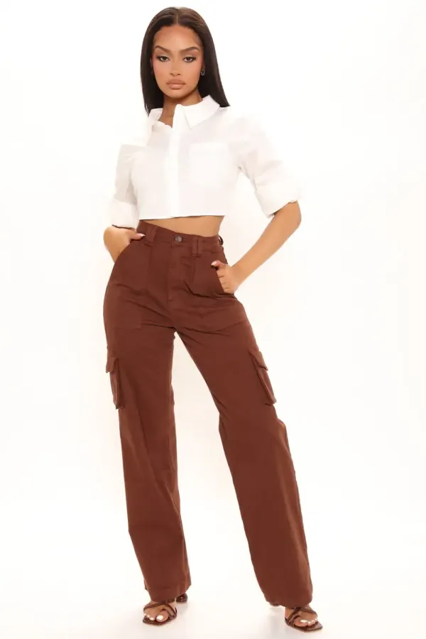 Smooth Talker Cargo Boyfriend Jeans - Chocolate