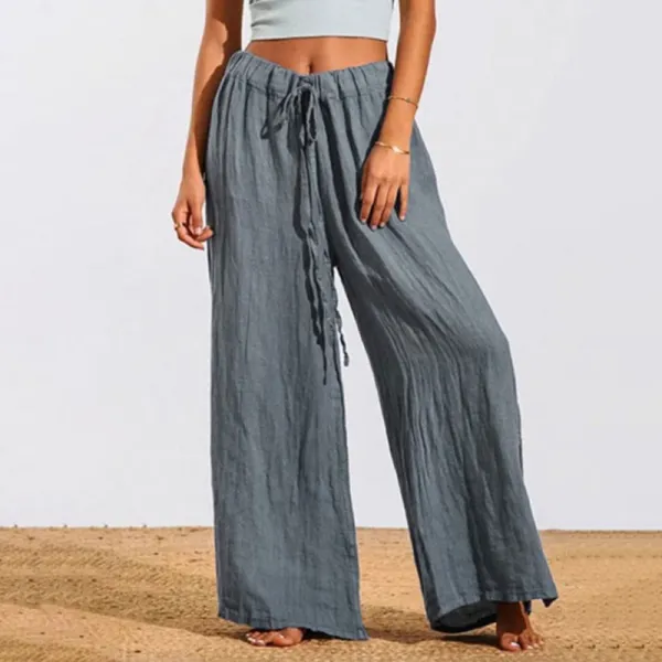 Solid Color Comfortable Loose Cotton And Linen Casual Pants