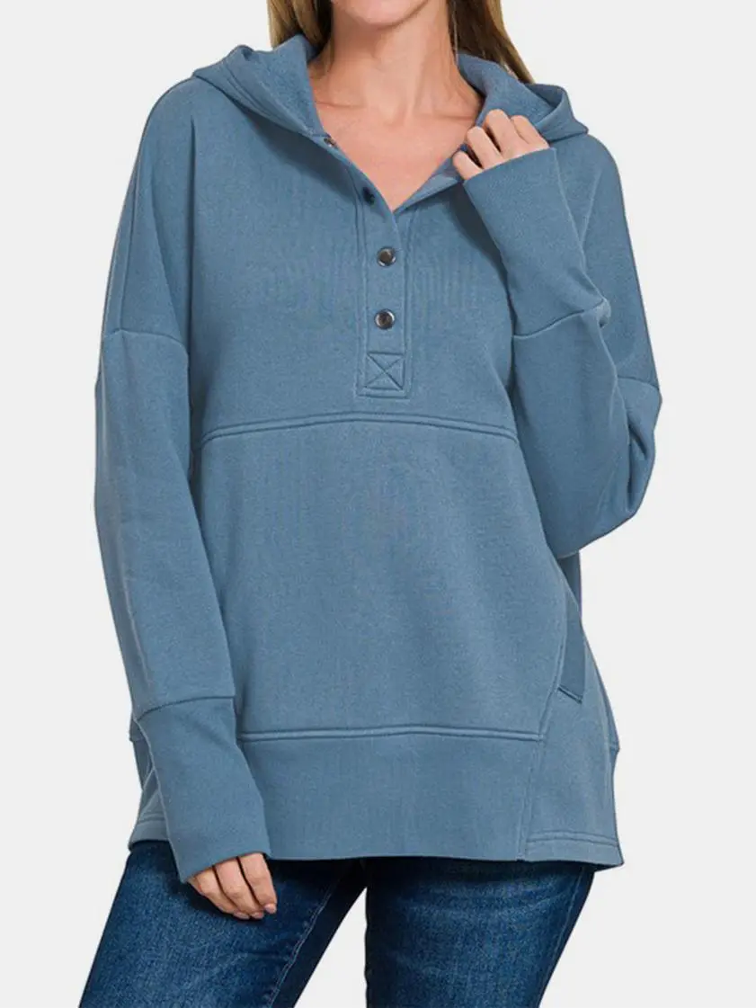 Daily Casual Simple All-Match Dusty Blue  Hoodie