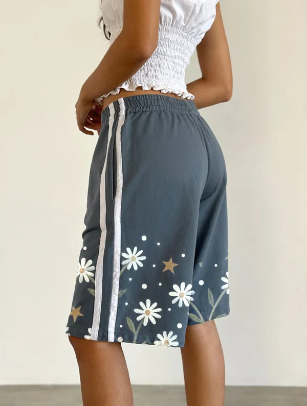 Short In Blue Mirage With White Stripe