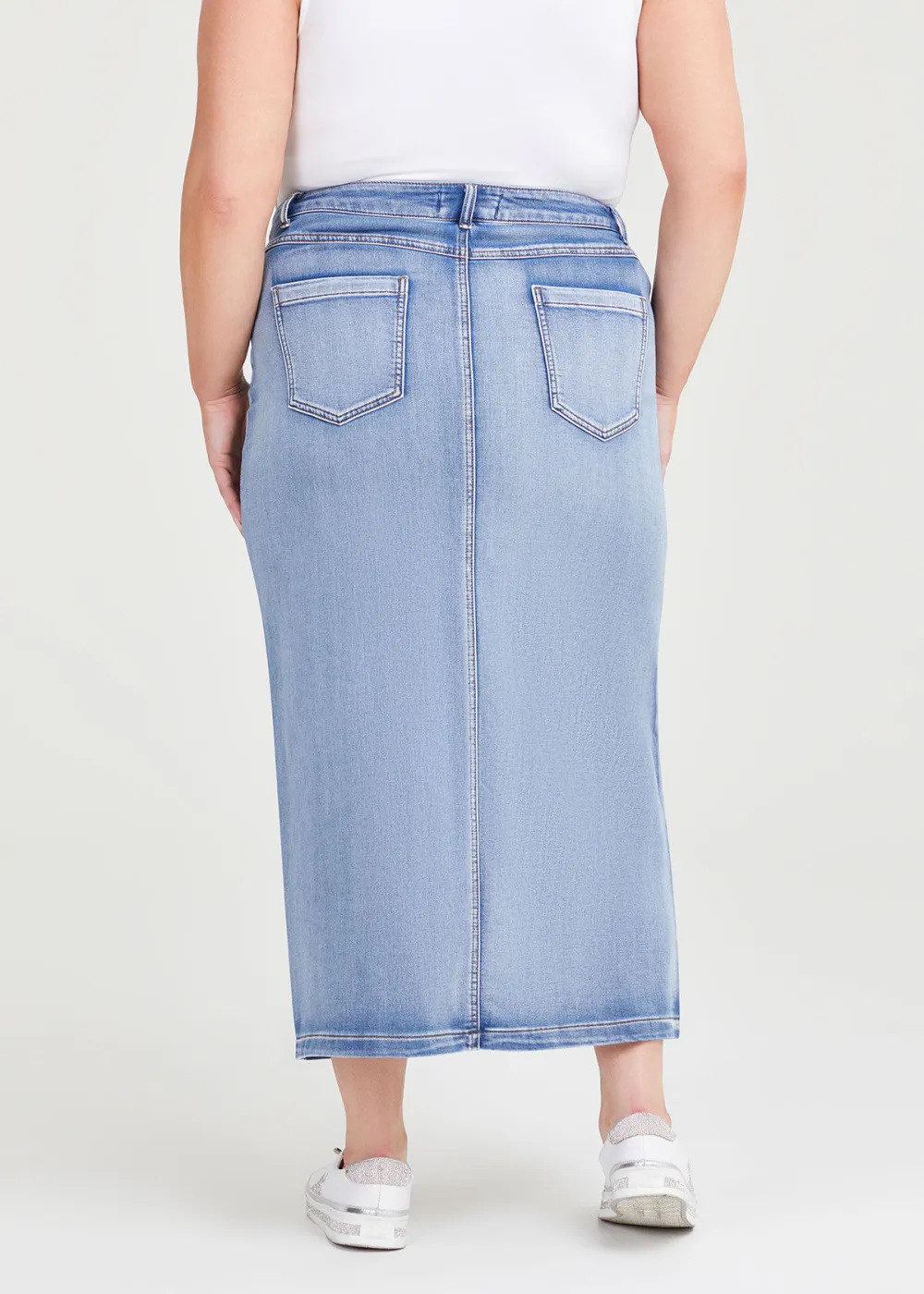 Cotton Blend Denim Skirt
