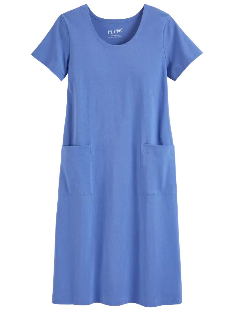 M.MAC Solid Cotton Knit Mid-Length Dress With Pockets