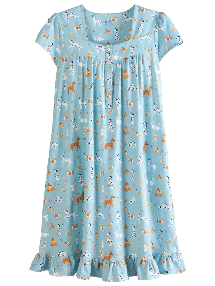 Ella Simone Puppy Pals Cotton Knit Short Nightgown