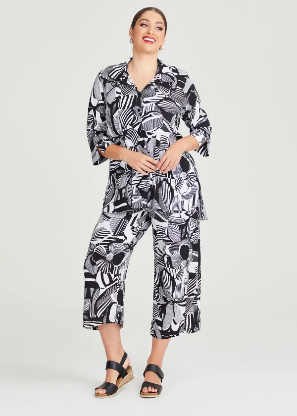 Natural Abstract Flower Crop Pant