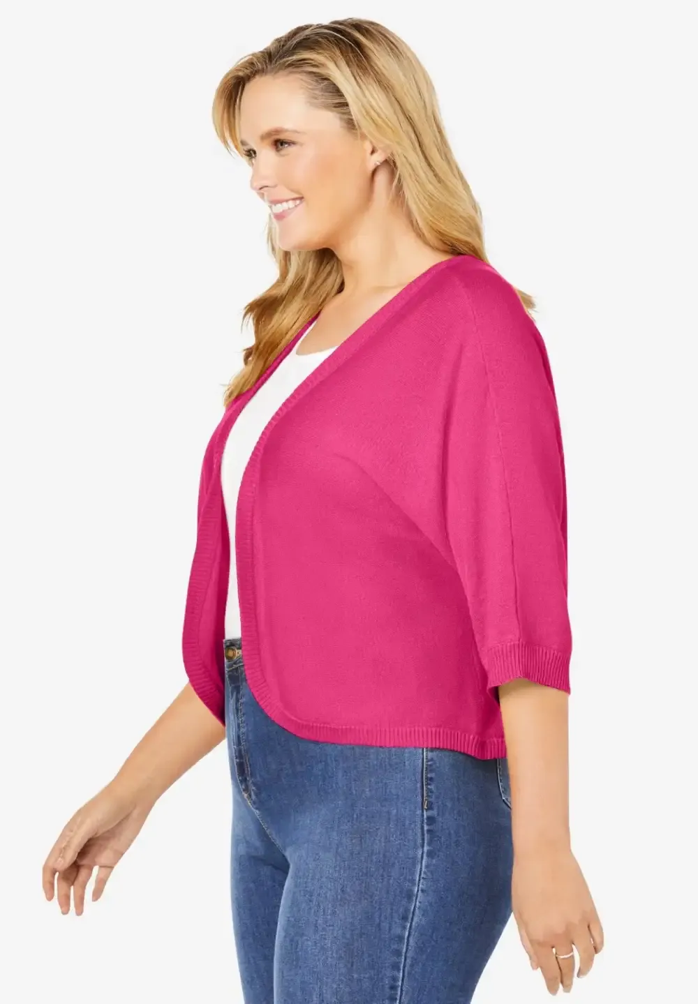 Rib Trim Cardigan Shrug