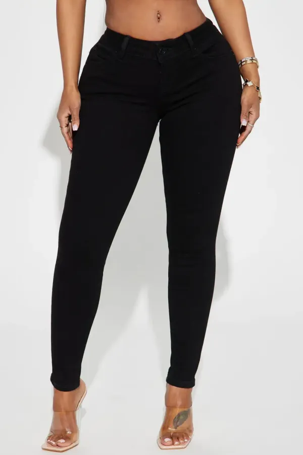 Show Off Low Rise Skinny Jeans - Black