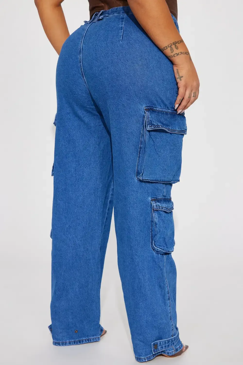 Time To Hustle Non Stretch Cargo Jean - Medium Wash