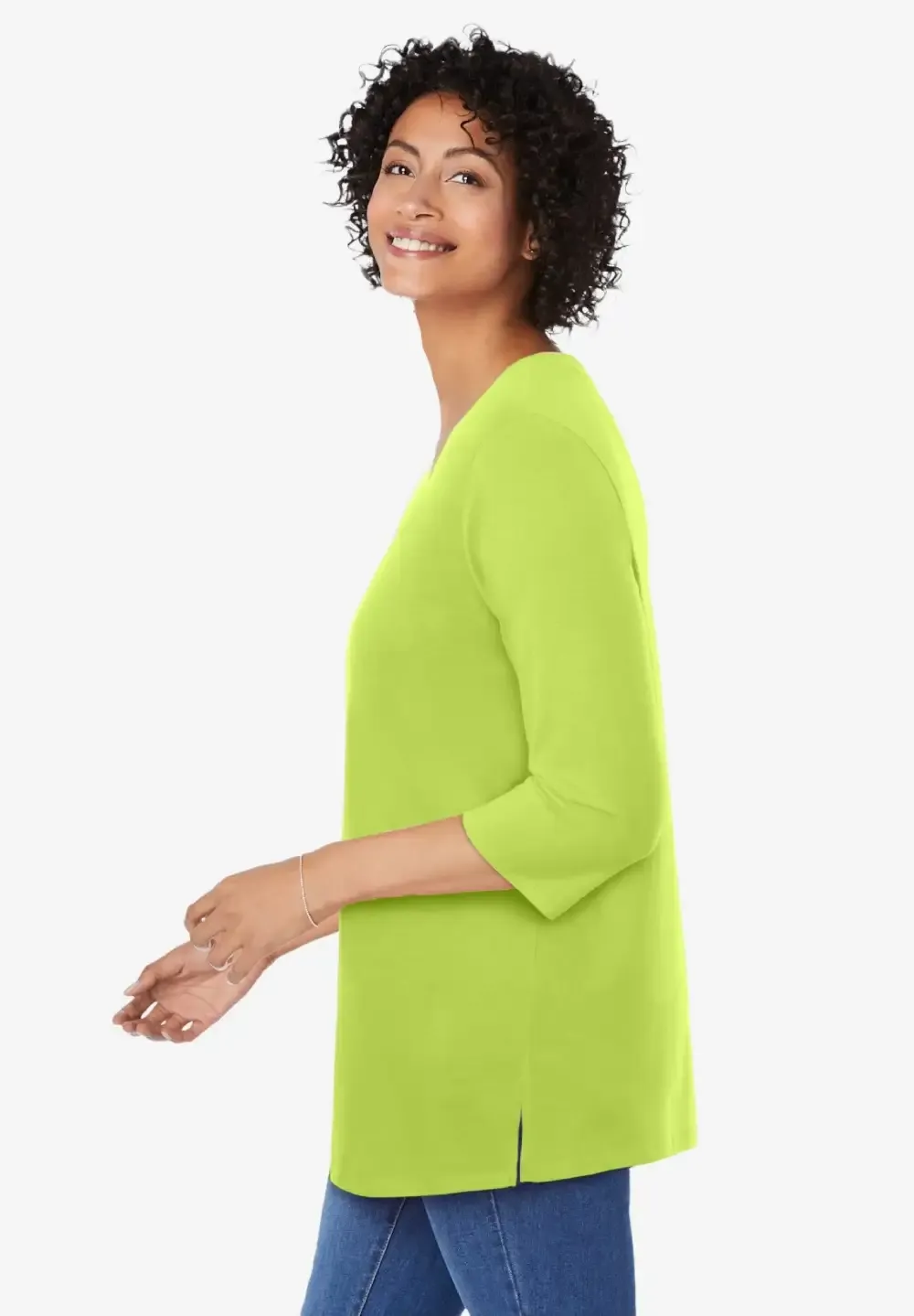 Perfect Three-Quarter Sleeve V-Neck Tunic