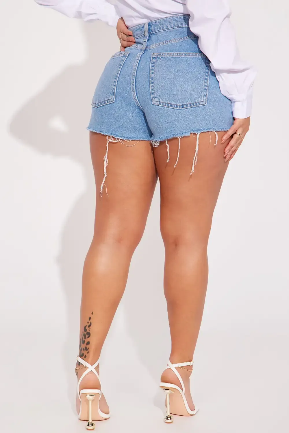 Thoroughfare Ripped Non Stretch Denim Shorts - Light Blue Wash