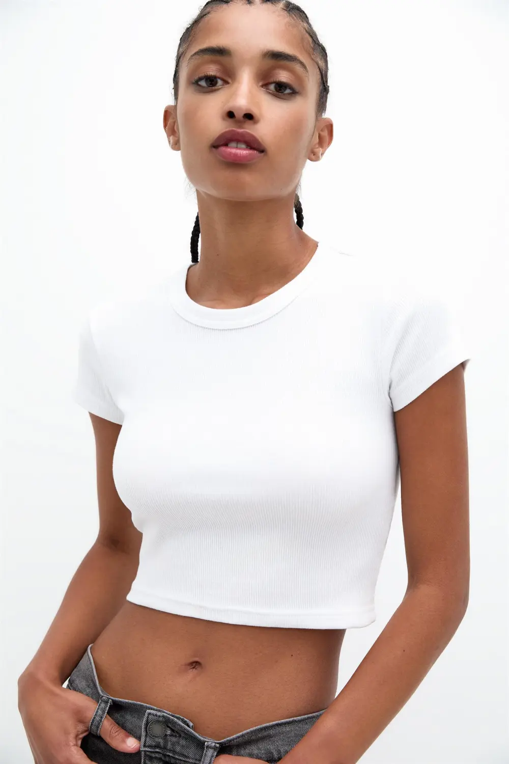 Camiseta cropped canalé