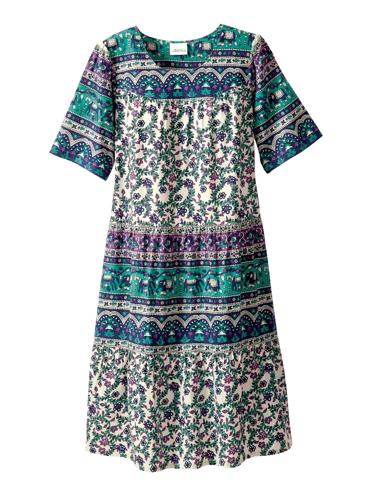 Mid-Calf Tiered Cotton Muumuu