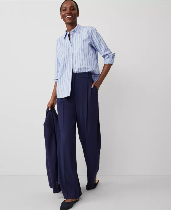 The Pleated Wide-Leg Pant in Textured Drape