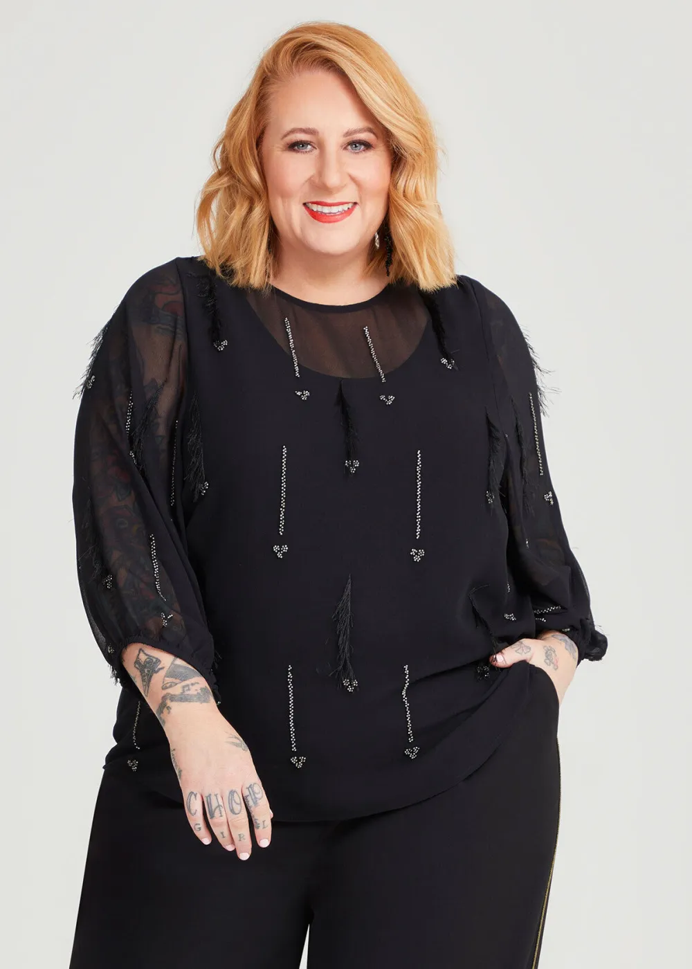 Embellished Sheer Blouse