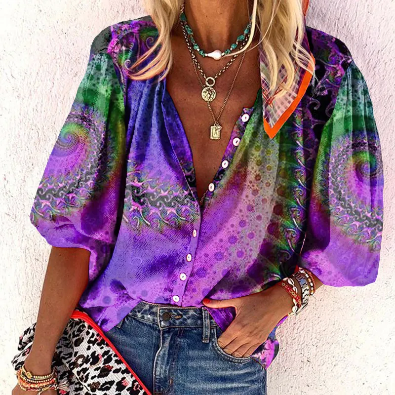 Ladies Mandala Tie Dye Printed Shirt