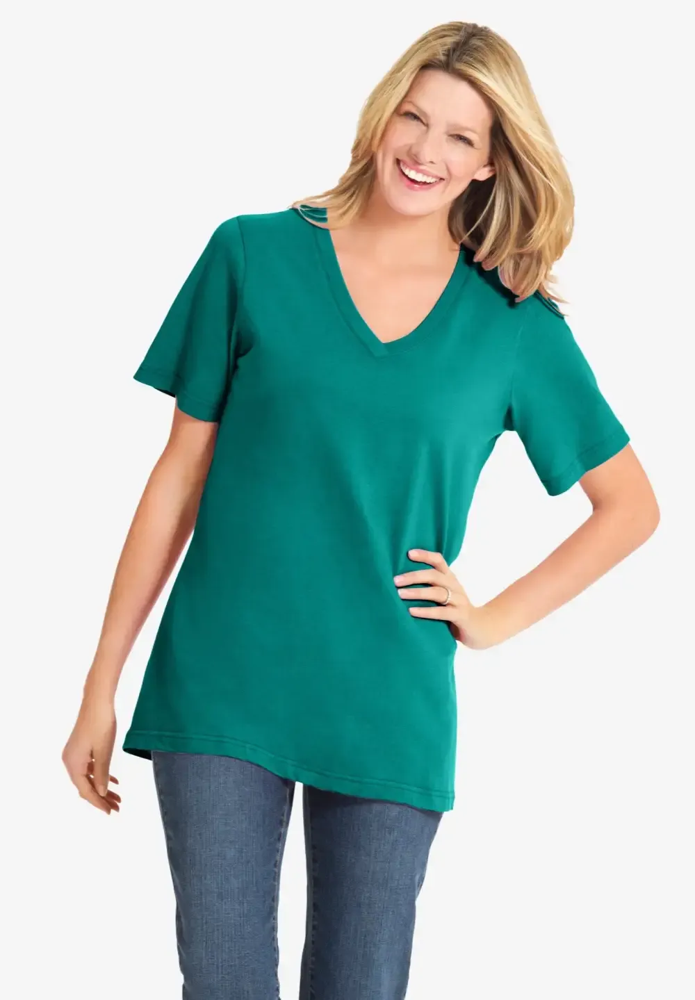 Perfect Short-Sleeve V-Neck Tee
