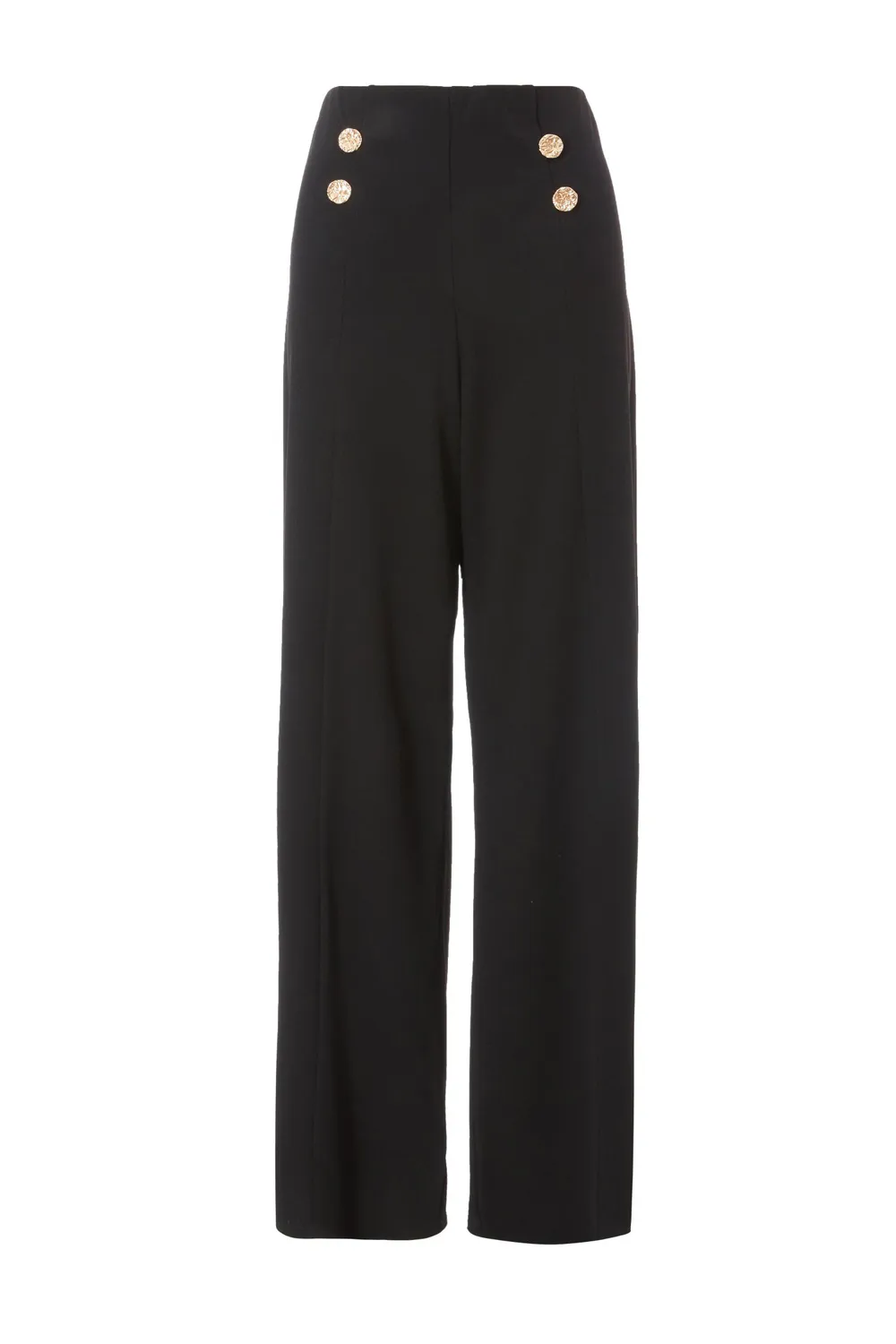 High-Rise Button-Detail Wide-Leg Women's Flared Trousers
