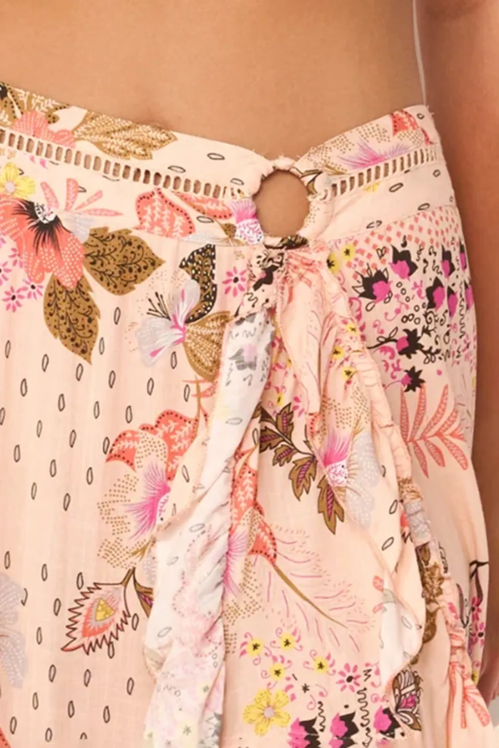 Pink Floral Print V Neck Crop Top