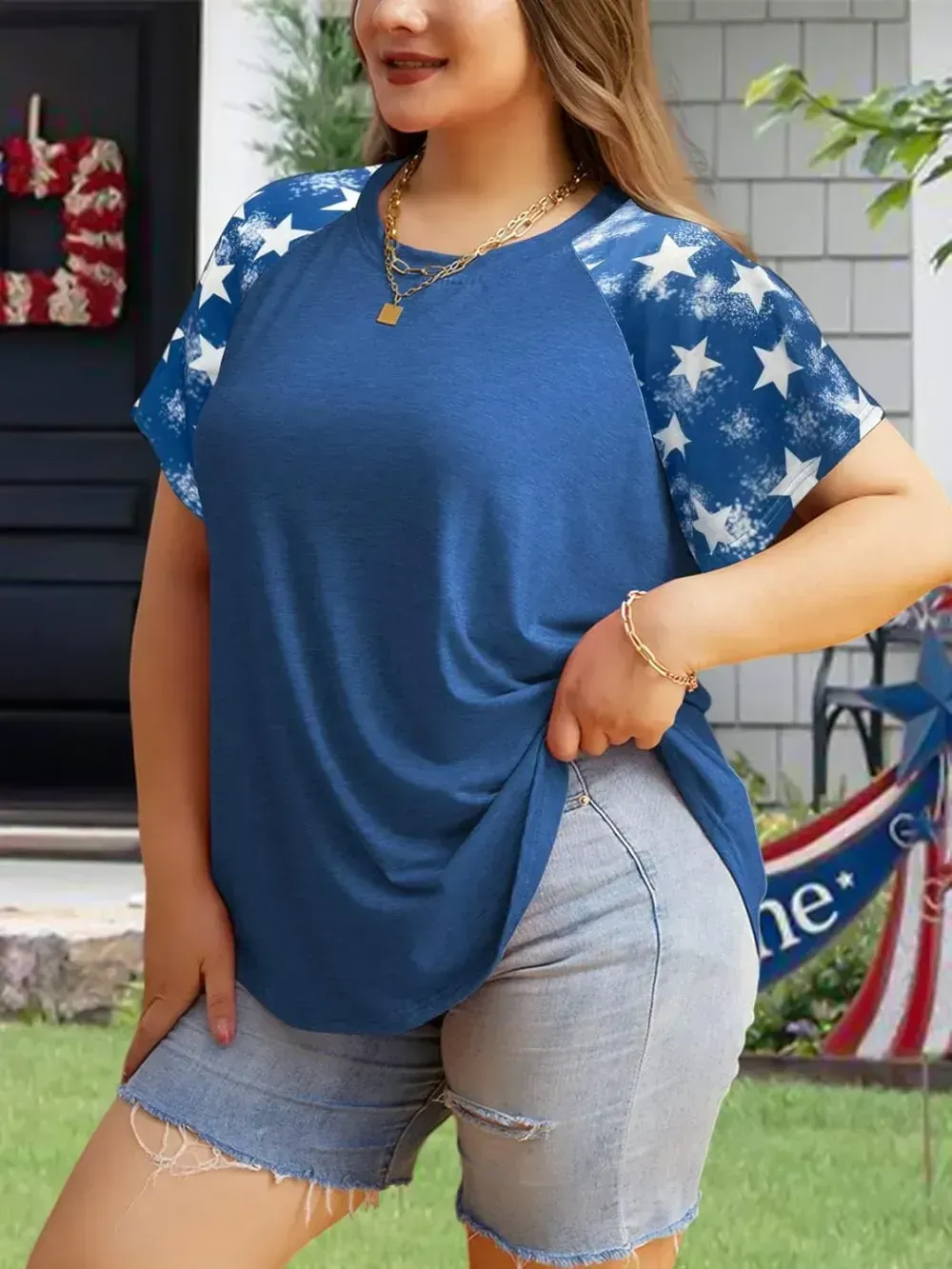 HDLTE Womens Plus Size Tops Floral Bell Sleeves Blouses Summer Crewneck Tunic Loose Casual T Shirts