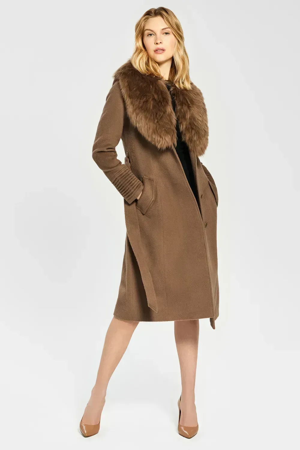Long Coat with Fur Collar
