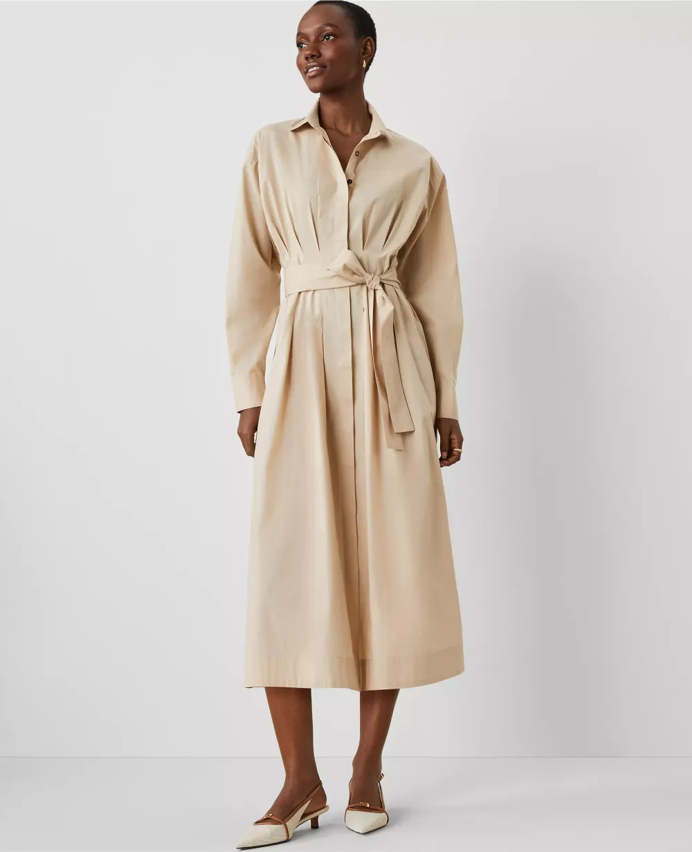 Pleated Midi Shirtdress