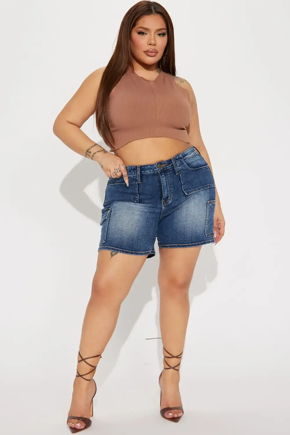Be For Real Low Stretch Denim Cargo Shorts - Medium Wash