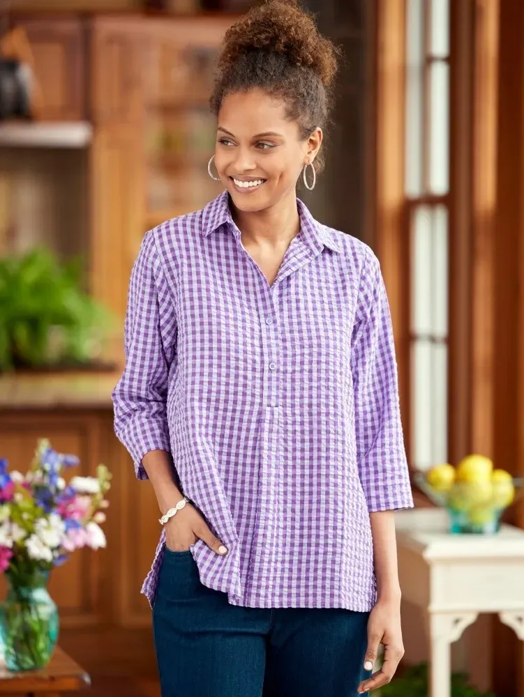 Women's Seersucker Popover Top