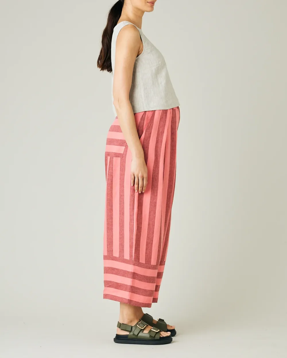 BLUSH STRIPE LINEN TROUSERS