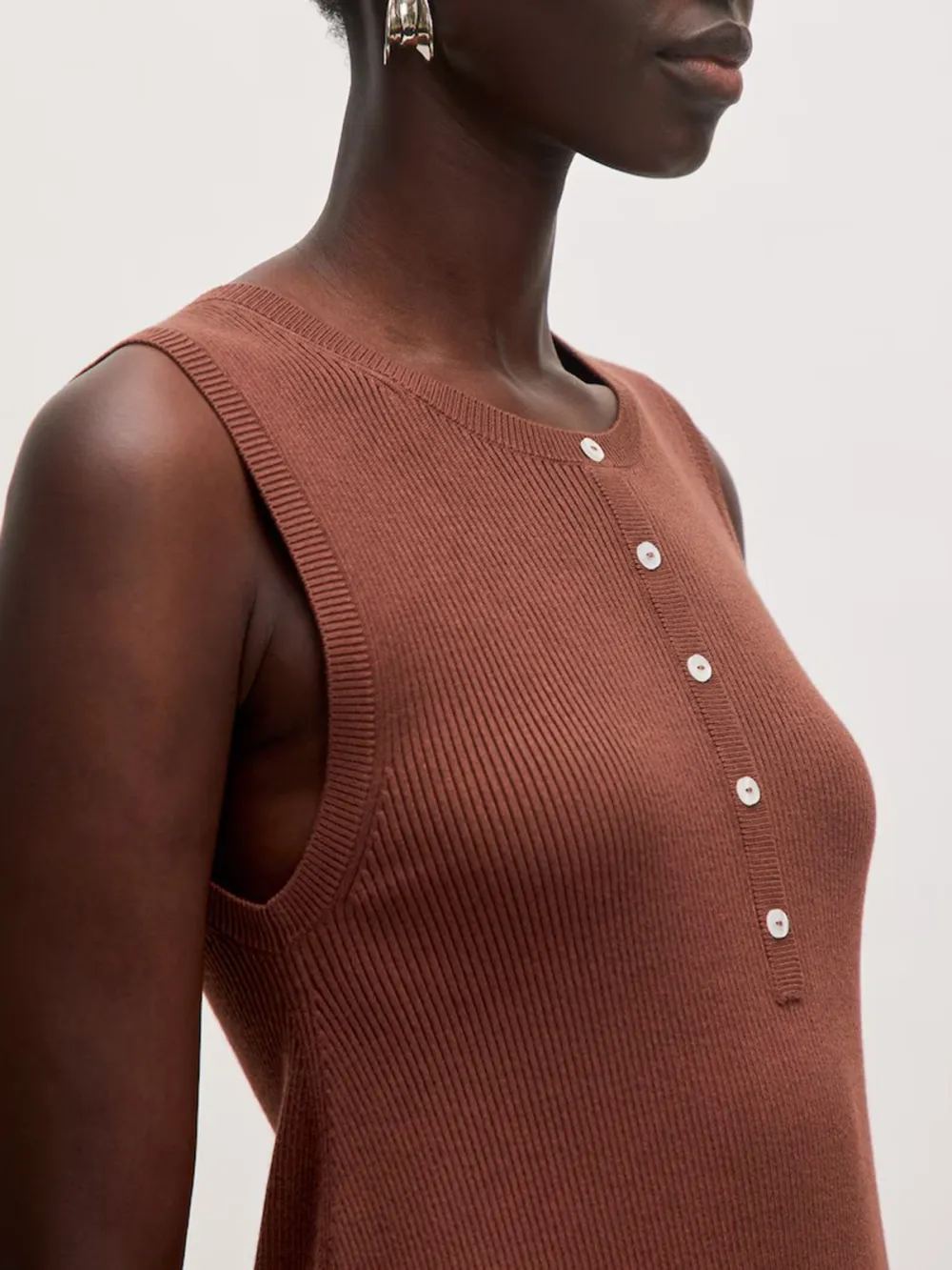 Brown Casual Style Sleeveless Dress