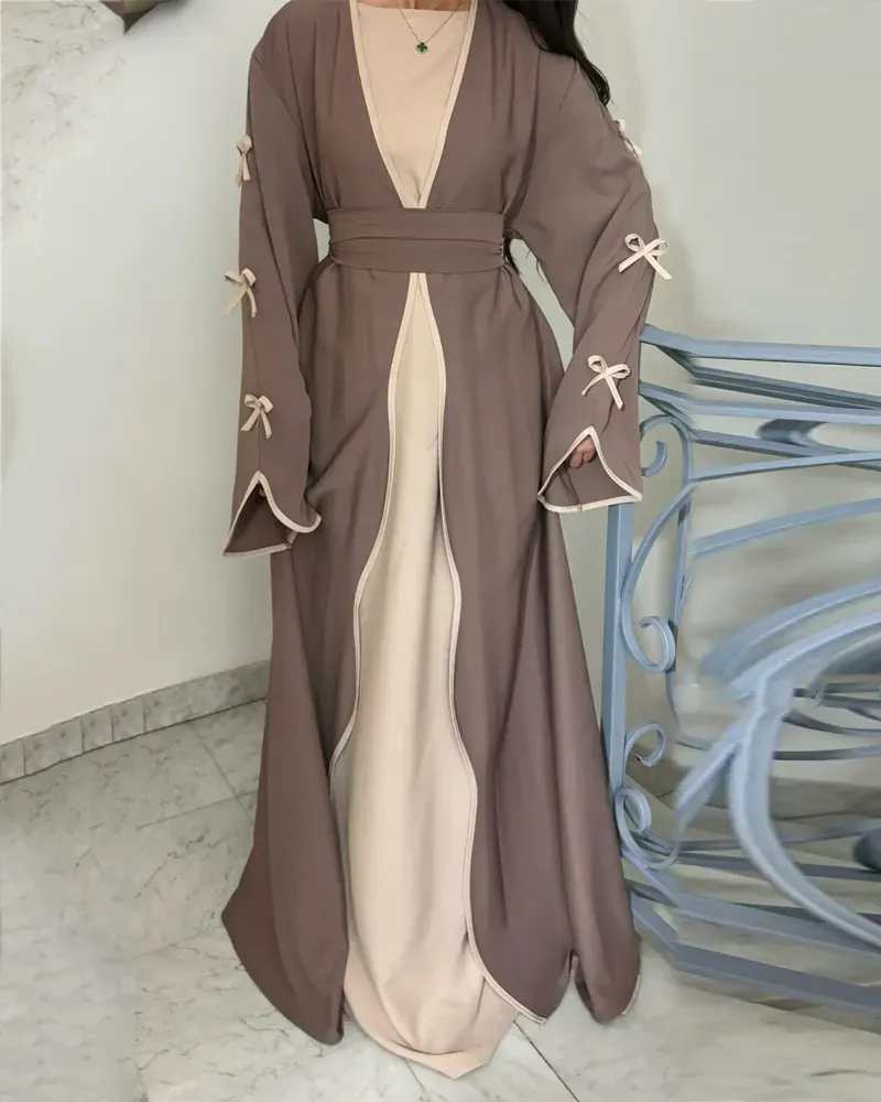 Elegant Bow Cardigan & Dress Two-Piece Set