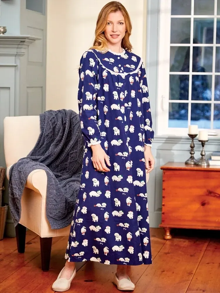 Lanz Puppy-Love Flannel Nightgown