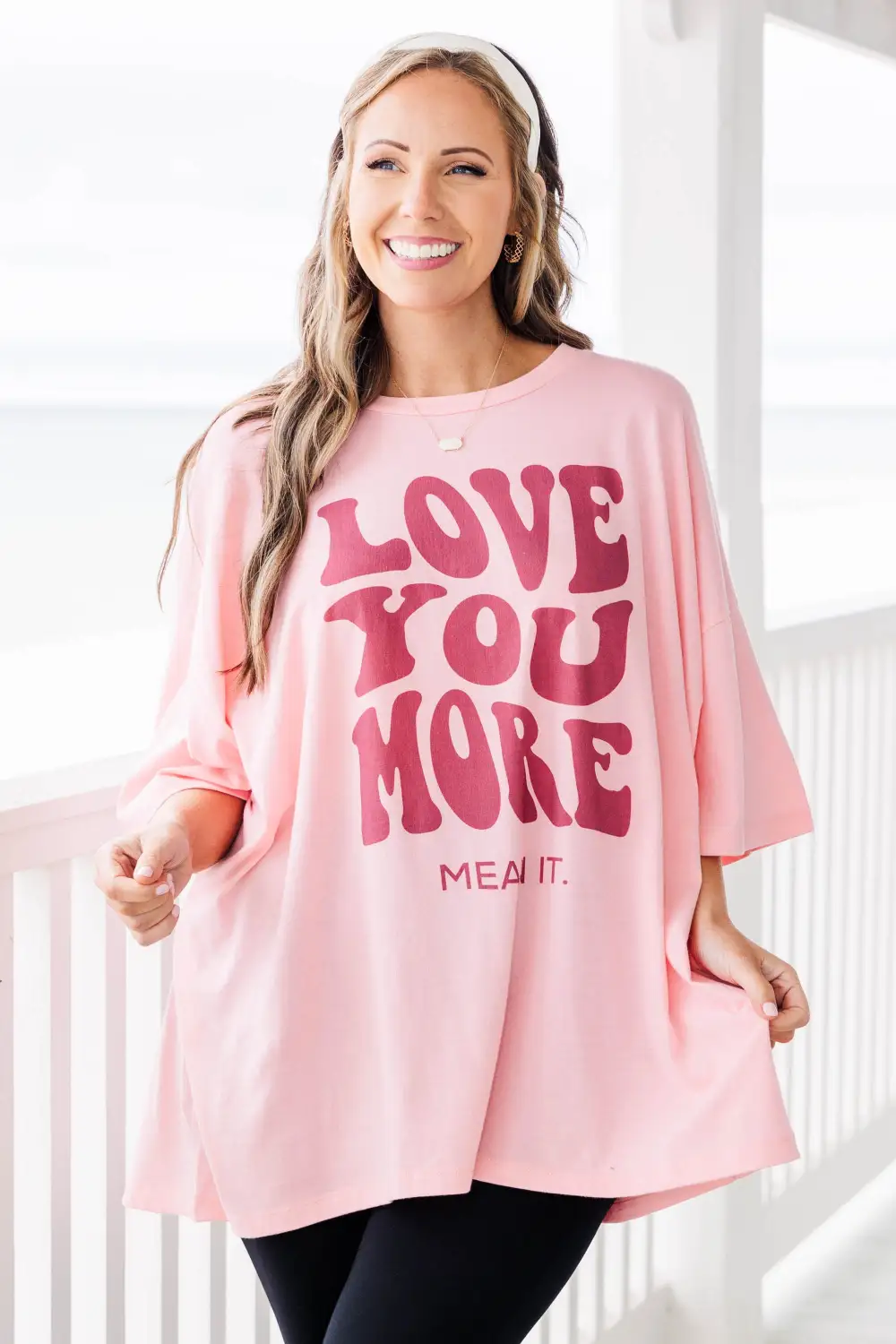 Love You Mean It Boyfriend Tee, Dark Pink