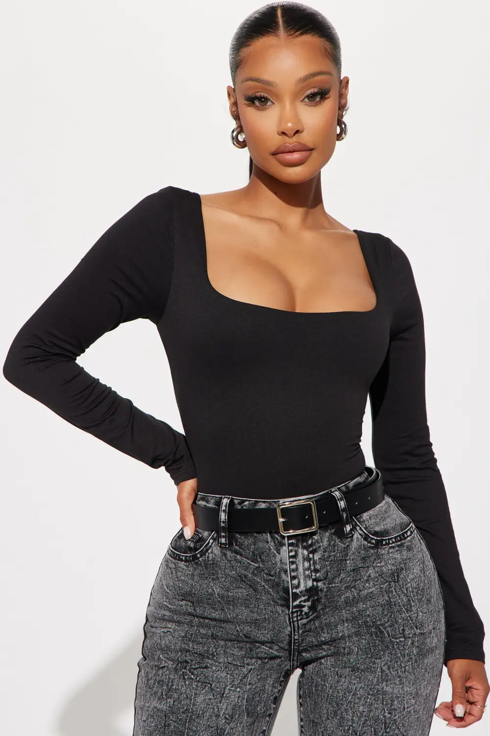 Raissa Long Sleeve Bodysuit - Black