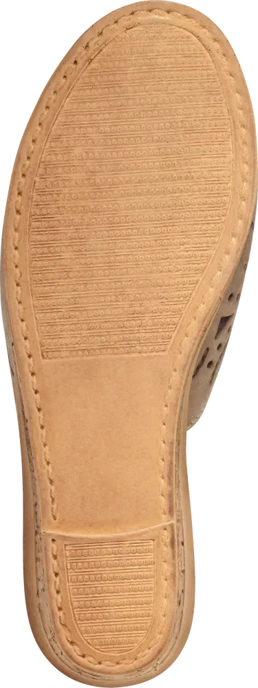 Women's Leather Cutwork Wedge Slide Sandals