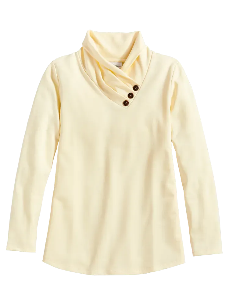 Soft Cotton Terry Cowl-Neck Top