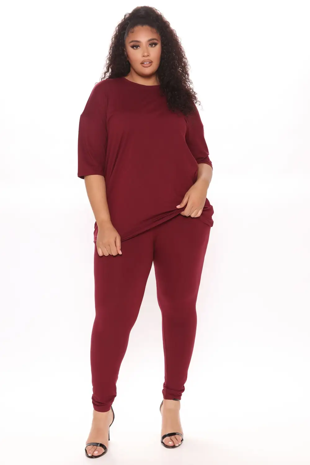 Weekend Vibes Legging Set - Wine